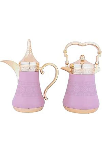 ALSAIF Coffee And Tea Vaccum Flask Set In Matt Pink/gold / Leak-proof And Keeps Drinks Hot 0.7/0.35 Liter