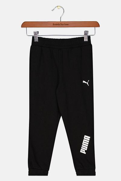 Puma Kids Boy Regular Fit Embroidered Logo Pants, Black