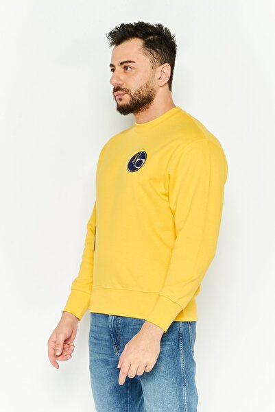 Esprit Men Crew Neck Embroidered Long Sleeves Sweatshirt, Yellow