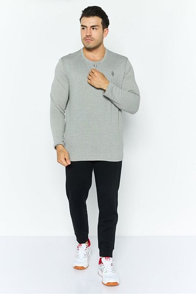 SKECHERS Men Sportswear Fit Long Sleeves Embroidered Outdoor T-shirt, Grey