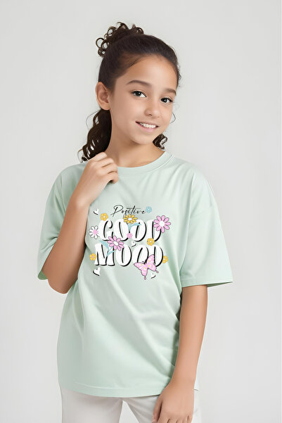 YA KO KİDS Tricou cu mânecă scurtă pentru fetiță cu imprimeu Good Mood