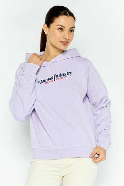Diesel Women Graphic Print Long Sleeves Hoodies, Purple