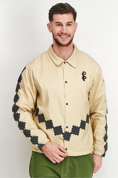 Puma Men Regular Fit Long Sleeve Training Jacket-shirt, Beige And Black Combo