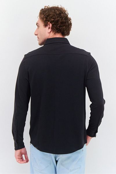Vince Camuto Men Regular Fit Solid Long Sleeves Casual Shirt, Black