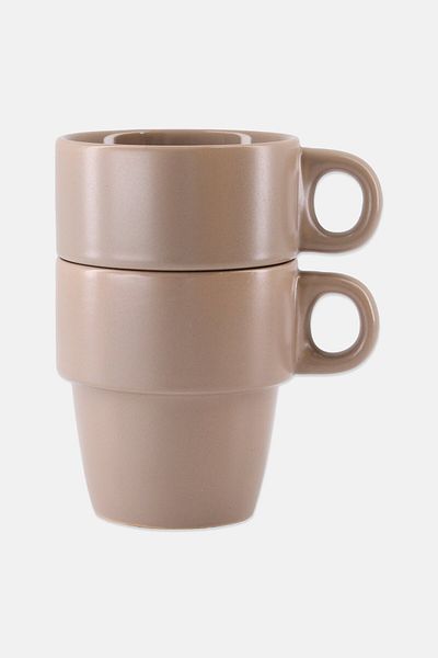 Muy Mucho 2 Piece Ceramic Stoneware Cups 265ml, Grey