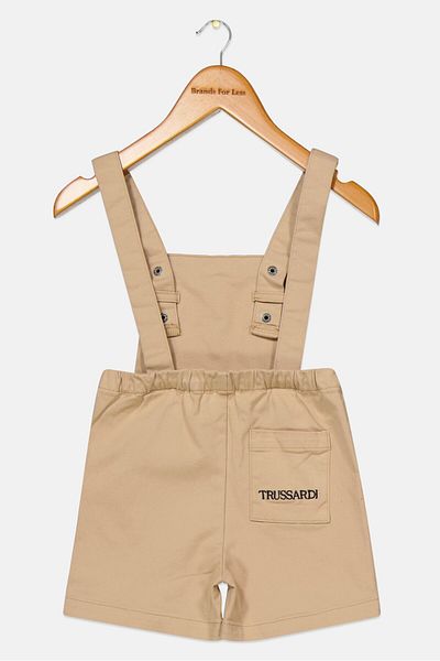 Trussardi Junior رومبر بدون أكمام بشعار العلامة التجارية للأولاد الصغار، بني