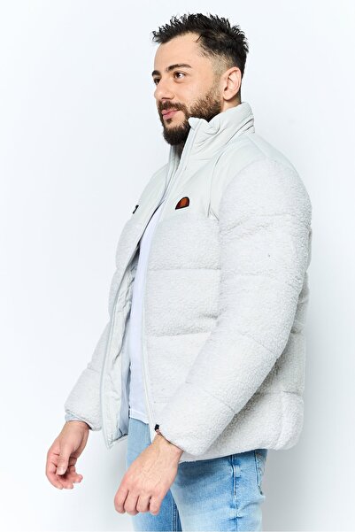 Ellesse Men Brand Logo Padded Puffer Jacket, Light Grey