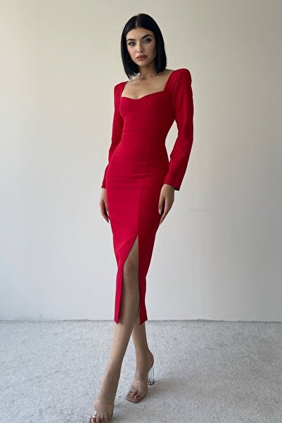 barış sülün lovebox Дамска рокля от атлас с деколте в сърцевина, подплатени р...