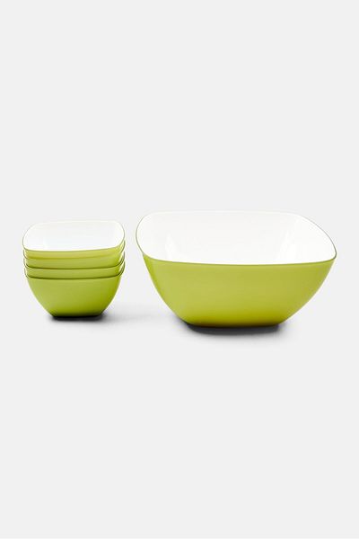 emsa 5 Piece Vienna Salad Bowls With Cutlery Set, Green