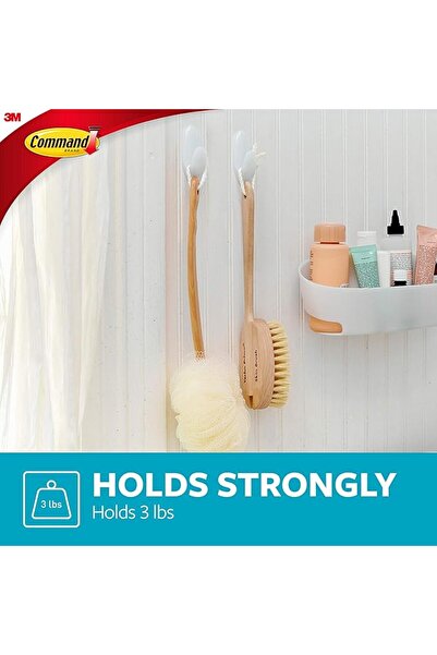 COMMAND 3M COMMAND™  BATH HOOK WITH WATER RESISTANT STRIPS  MEDIUM BATH18 CLEAR FROSTED 2HK+3S/PK