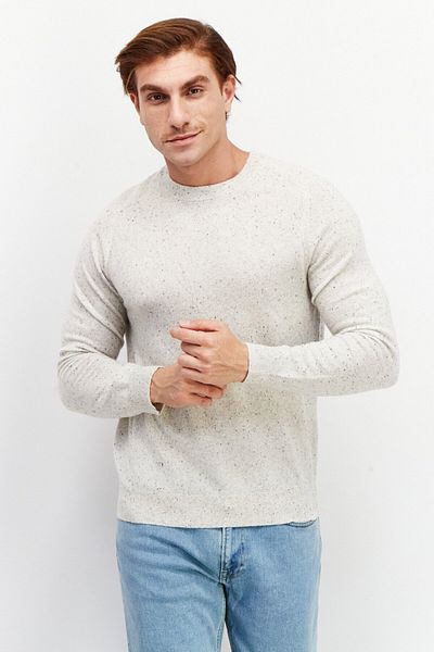 CELIO Men Crew Neck Long Sleeve Heather Sweatshirts, Off White