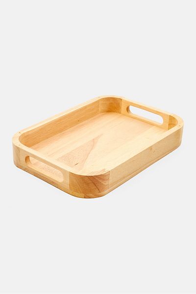 Muy Mucho Wooded Tray , Tan