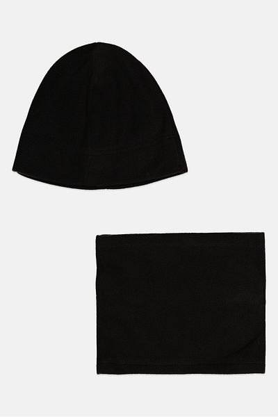 Rainforest Men 2 Pcs Fleece Hat And Gaiter Set, Black