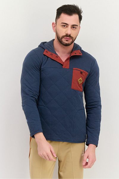 Hurley Men Hooded Long Sleeve Quilted Sweatshirt, Navy