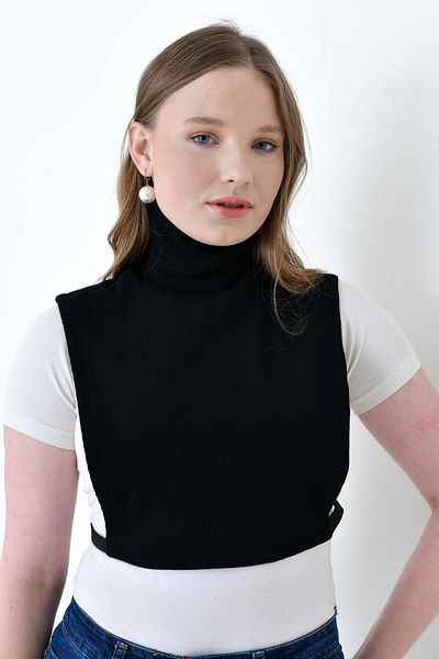mirach Plus Size Full Closed Stand Collar Bodysuit |   Elastic Cotton Camisole Fisherman Neck Collar High Collar