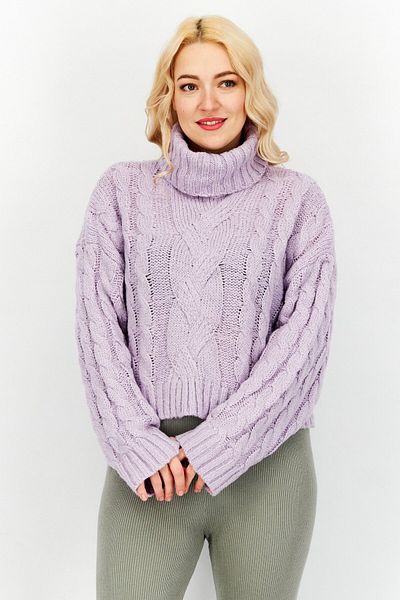 Don't Call Me Jennyfer Women Turtle Neck Cable Knit Sweater, Purple