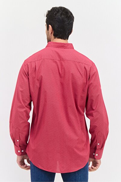 VAN HEUSEN Men Regular Fit Allover Print Long Sleeves Dress Shirt, Red