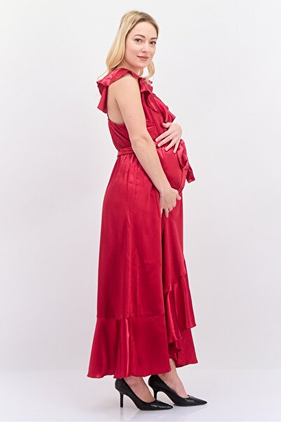 Lıttle Mıstress Maternity Textured Maxi Dress, Maroon