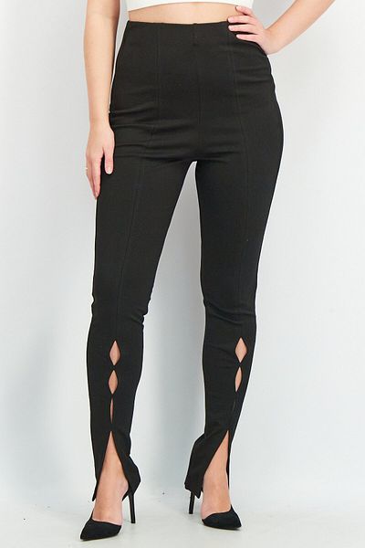 NA-KD Women Cut Out Detail Pull On Plain Pants, Black