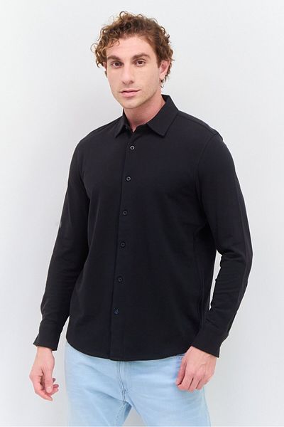 Vince Camuto Men Regular Fit Solid Long Sleeves Casual Shirt, Black