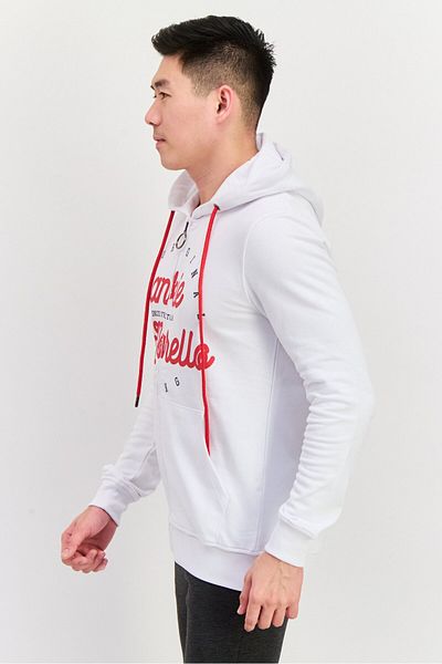 Frankies Bikinis Men Printed Full Zip Long Sleeve Sweatshirts, White