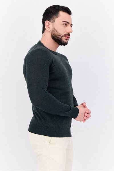 Sorbino Men Crew Neck Textured Long Sleeves Sweatshirt, Dark Grey