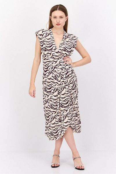 Scotch & Soda Women Allover Print Sleeveless Midi Dress, Cream