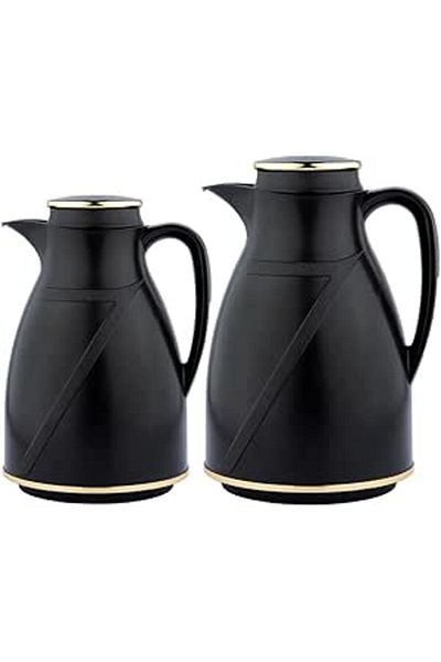 ALSAIF 2 Pieces Coffee And Tea Vacuum Flask Set From Flora Size: 1.0/1.5 L Color: Black/gold