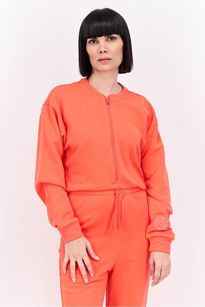 adidas Women Sportswear Fit Long Sleeves Outdoor Jumpsuit, Orange