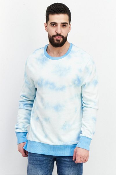 Mister Men Crew Neck Long Sleeves Tie Dye Sweatshirt, Blue