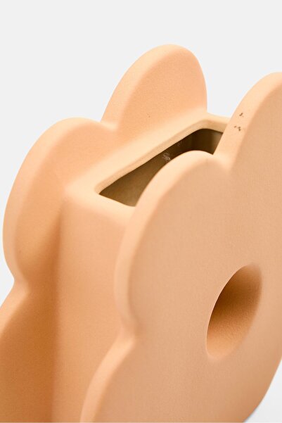 Muy Mucho Ceramic Plain Flower Vase 16 H x 19 L x 6 W cm, Peach