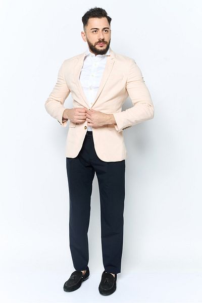 Asos Design Men Textured Semi Formal Blazer, Beige