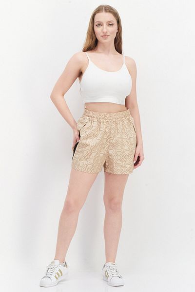 Puma Women Sportswear Fit Brand Logo Training Shorts, Tan Combo