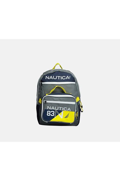 Nautica Boys Back Pack With Lunch Bag, Grey and Yellow