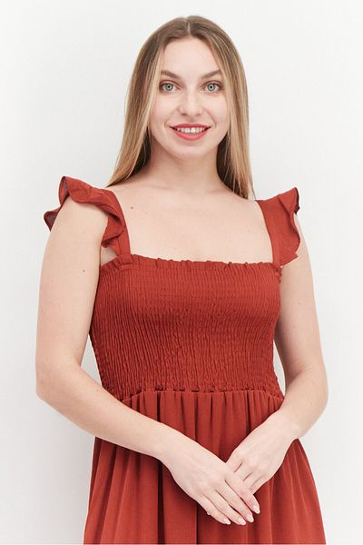 INC Women Solid Midi Dress, Rust