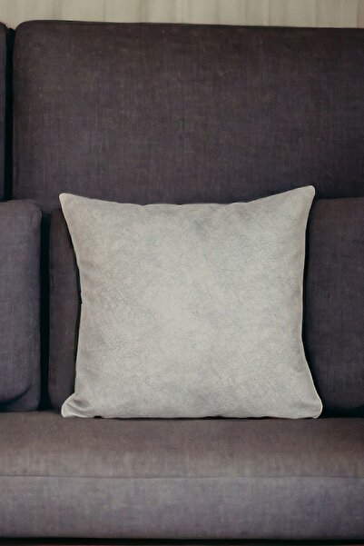 ASDİVA Set of 2 Throw Pillow Covers Dark Ethnic Patterned Velvet Light Gray 43X43 cm