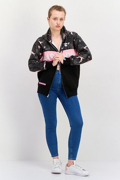 Aape By A Bathing Ape Women Hooded Brand Logo Sweatshirt, Black