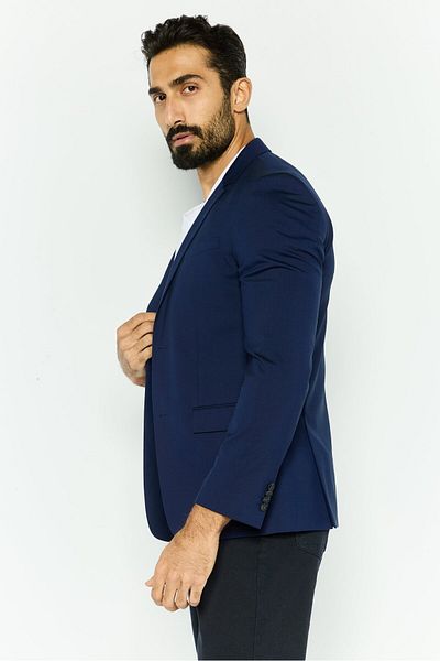Calvin Klein Men Fitted Solid Formal Blazer, Navy