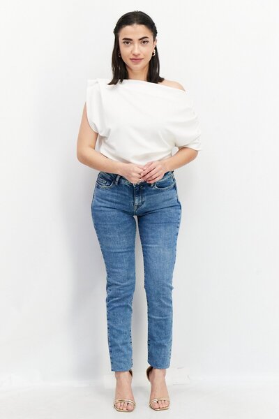 Esprit Women Slim Mid Rise Stretchable Denim, Blue