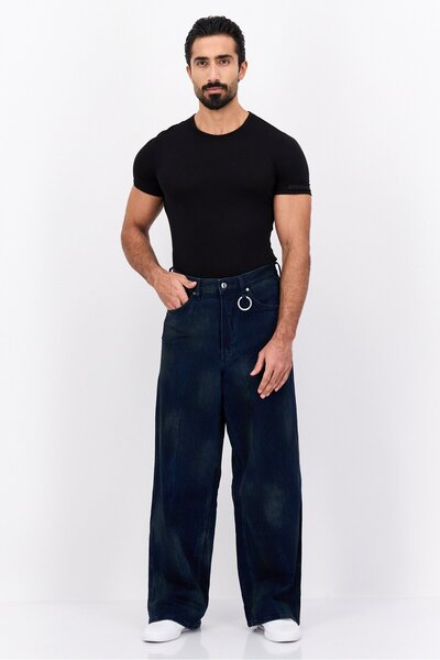 WRANGLER Men Regular Fit Washed Stretchable Jeans, Navy