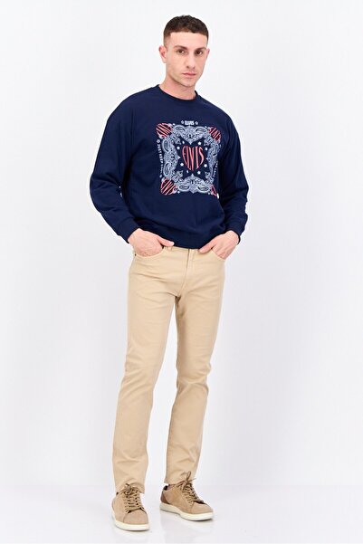 Elvis Men Crew Neck Long Sleeves Graphic Printed Sweatshirt, Navy Combo