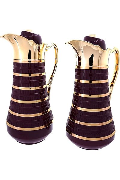ALSAIF 2 Pieces Coffee And Tea Vacuum Flask Set Size: 1.0/1.0 L Color: Black/gold