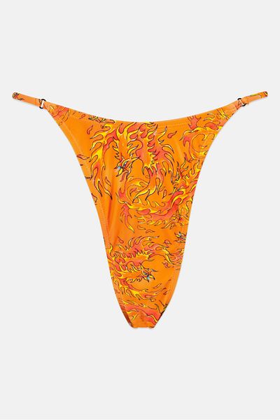 Ed Hardy Women Allover Print Pull On Bikini Bottom, Orange