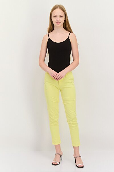 Colmar Women Regular Fit Solid Straight Leg Pants, Yellow