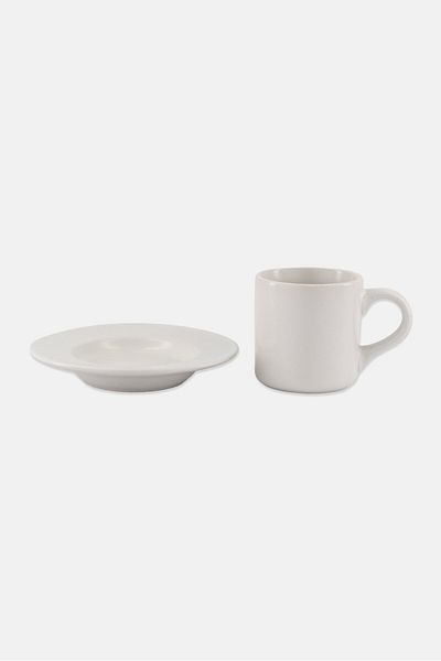 Muy Mucho Espresso Cup With Saucer, Off White