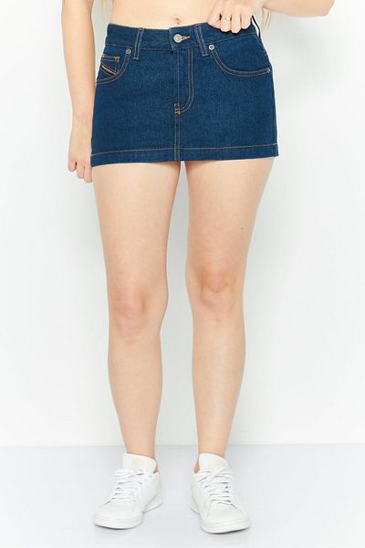 Diesel Women Solid Denim Mini Skirt, Navy