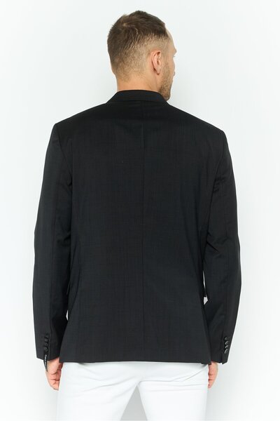 Calvin Klein Men Fitted Fit Textured Semi Formal Blazer, Black