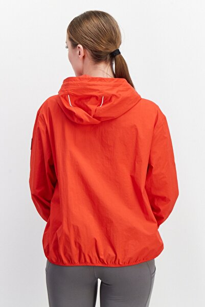 Aigle Women Brand Logo Hood With Drawstrings Windbreaker Jacket, Red