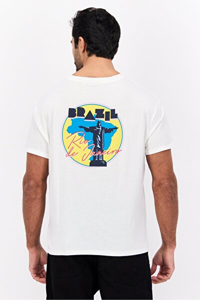 WRANGLER Men Crew Neck Short Sleeve Brand Logo T-Shirt, White