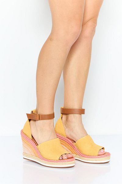 Toms Women Velcro Closure Wedges, Yellow